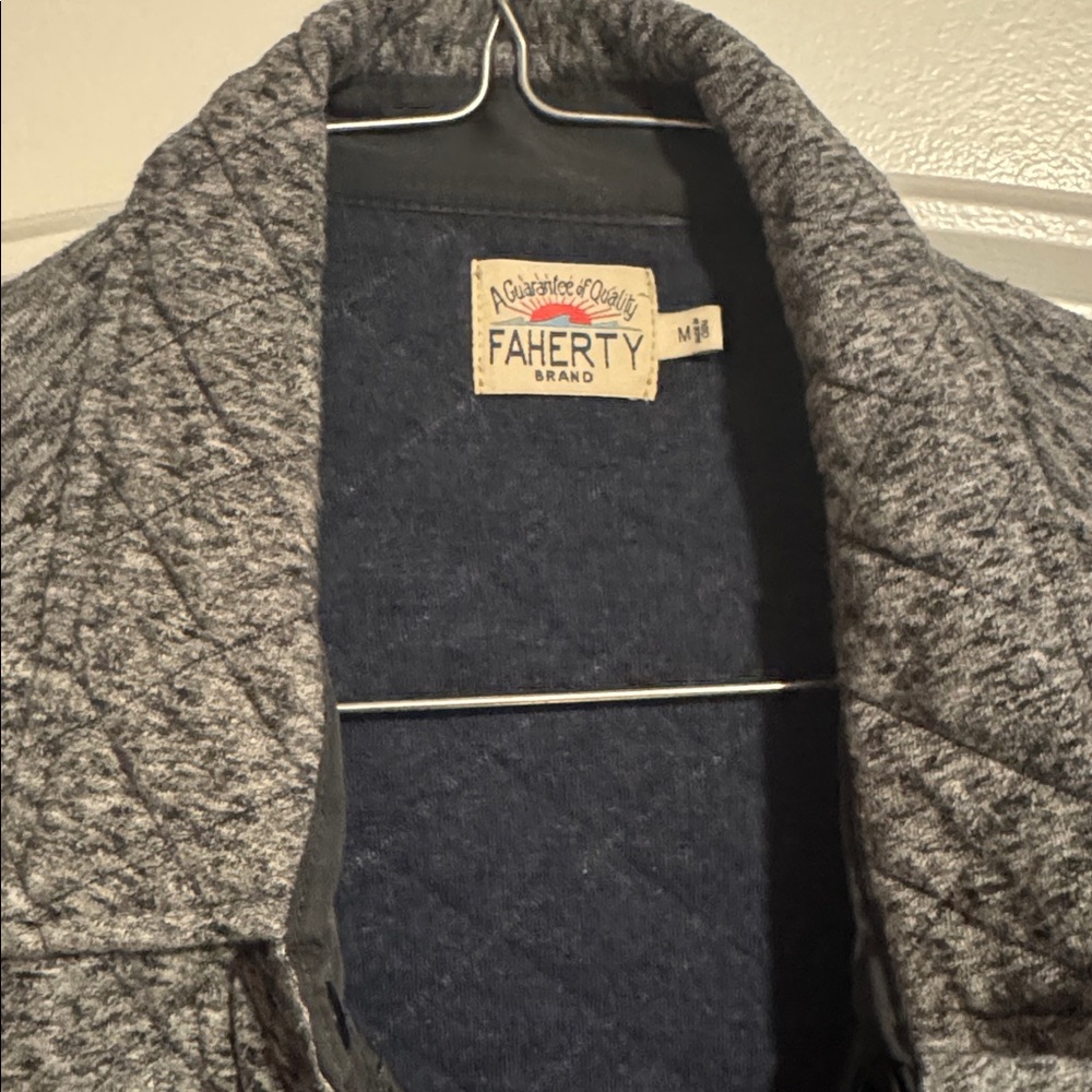 Faherty Gray Quilted Shirt Jacket - Picture 2 of 4
